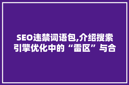 SEO违禁词语包,介绍搜索引擎优化中的“雷区”与合规之路
