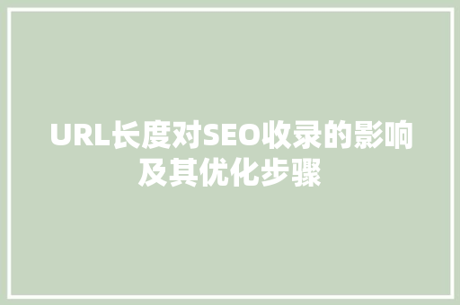 URL长度对SEO收录的影响及其优化步骤