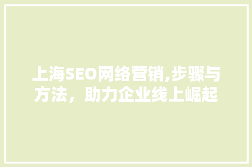 上海SEO网络营销,步骤与方法，助力企业线上崛起