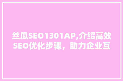 丝瓜SEO1301AP,介绍高效SEO优化步骤，助力企业互联网营销