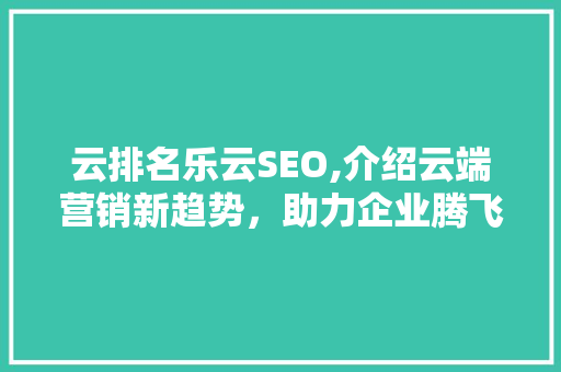 云排名乐云SEO,介绍云端营销新趋势，助力企业腾飞