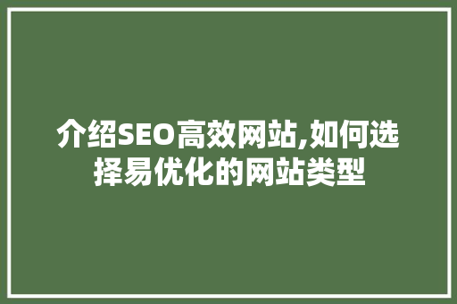 介绍SEO高效网站,如何选择易优化的网站类型