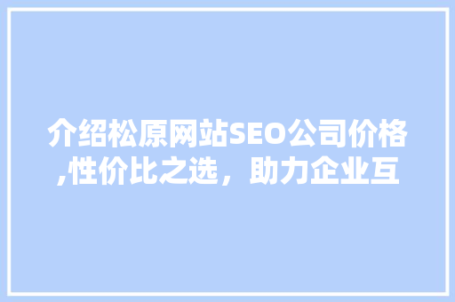 介绍松原网站SEO公司价格,性价比之选，助力企业互联网营销