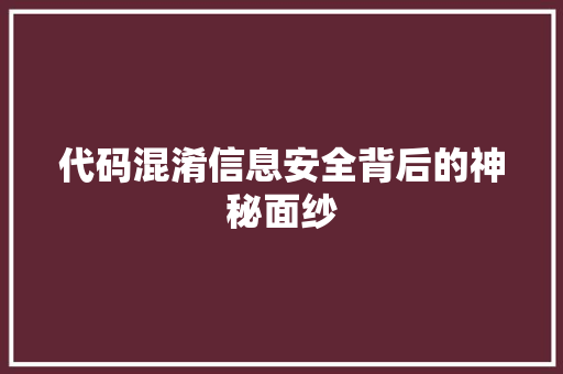 代码混淆信息安全背后的神秘面纱