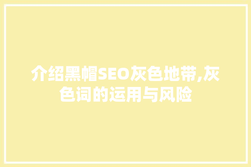 介绍黑帽SEO灰色地带,灰色词的运用与风险