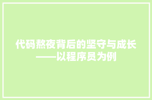 代码熬夜背后的坚守与成长——以程序员为例