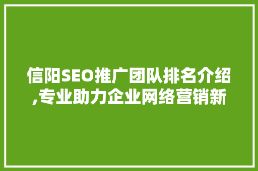 信阳SEO推广团队排名介绍,专业助力企业网络营销新篇章