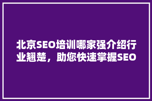 北京SEO培训哪家强介绍行业翘楚，助您快速掌握SEO技能！
