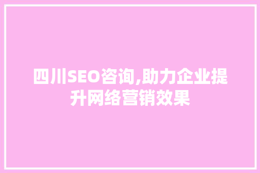 四川SEO咨询,助力企业提升网络营销效果