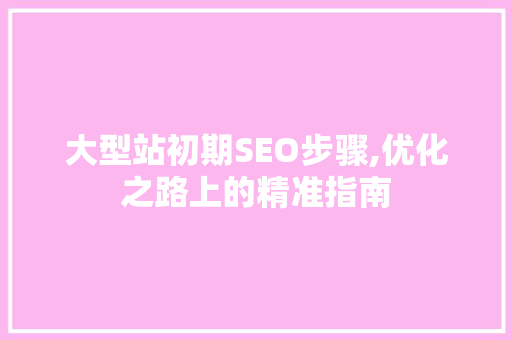 大型站初期SEO步骤,优化之路上的精准指南