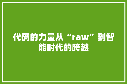 代码的力量从“raw”到智能时代的跨越