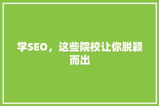 学SEO，这些院校让你脱颖而出