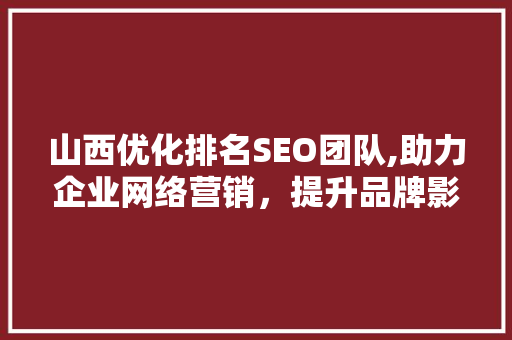 山西优化排名SEO团队,助力企业网络营销，提升品牌影响力