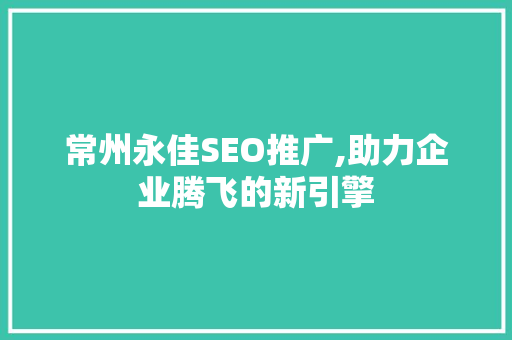 常州永佳SEO推广,助力企业腾飞的新引擎