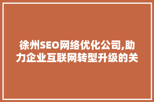 徐州SEO网络优化公司,助力企业互联网转型升级的关键伙伴
