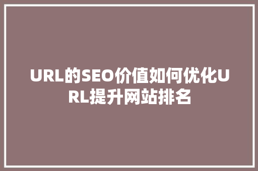 URL的SEO价值如何优化URL提升网站排名