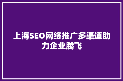 上海SEO网络推广多渠道助力企业腾飞