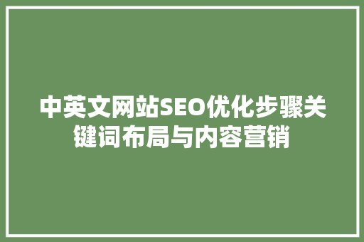中英文网站SEO优化步骤关键词布局与内容营销