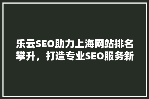 乐云SEO助力上海网站排名攀升，打造专业SEO服务新标杆