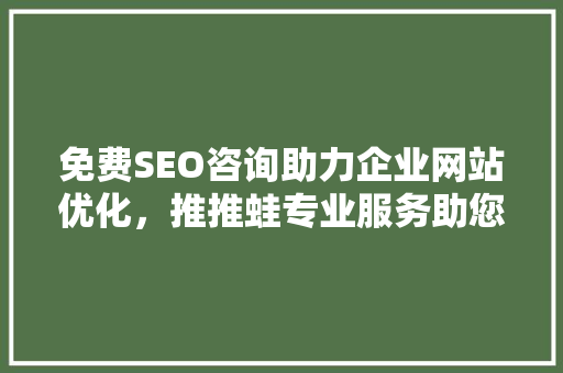 免费SEO咨询助力企业网站优化，推推蛙专业服务助您一臂之力