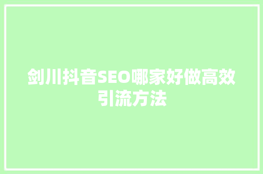 剑川抖音SEO哪家好做高效引流方法