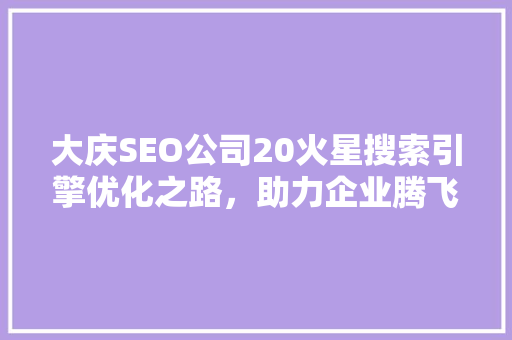大庆SEO公司20火星搜索引擎优化之路，助力企业腾飞