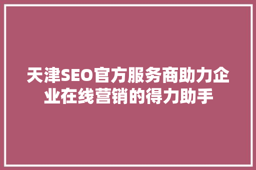 天津SEO官方服务商助力企业在线营销的得力助手
