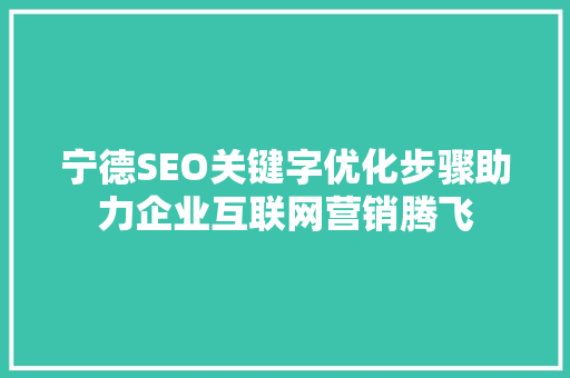 宁德SEO关键字优化步骤助力企业互联网营销腾飞