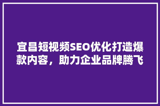 宜昌短视频SEO优化打造爆款内容，助力企业品牌腾飞