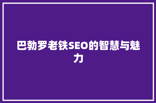 巴勃罗老铁SEO的智慧与魅力