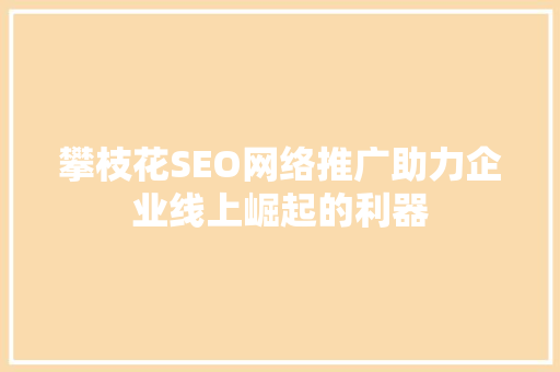 攀枝花SEO网络推广助力企业线上崛起的利器