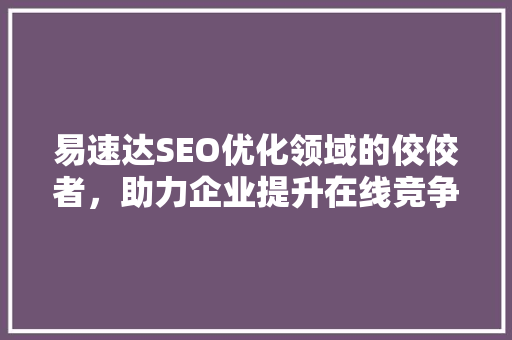 易速达SEO优化领域的佼佼者，助力企业提升在线竞争力