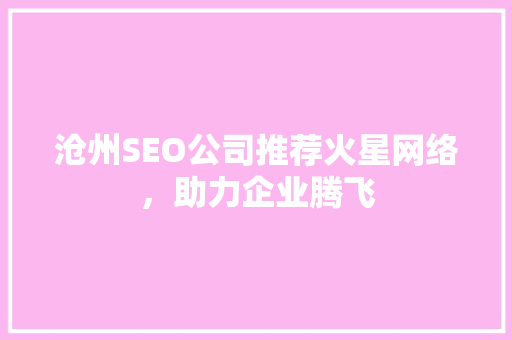 沧州SEO公司推荐火星网络，助力企业腾飞