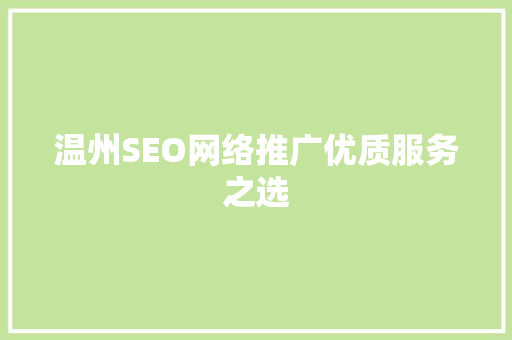 温州SEO网络推广优质服务之选