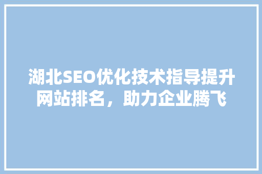 湖北SEO优化技术指导提升网站排名，助力企业腾飞  第1张
