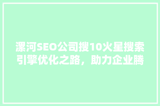 漯河SEO公司搜10火星搜索引擎优化之路，助力企业腾飞