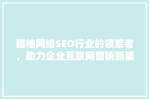 甜柚网络SEO行业的领军者，助力企业互联网营销新篇章
