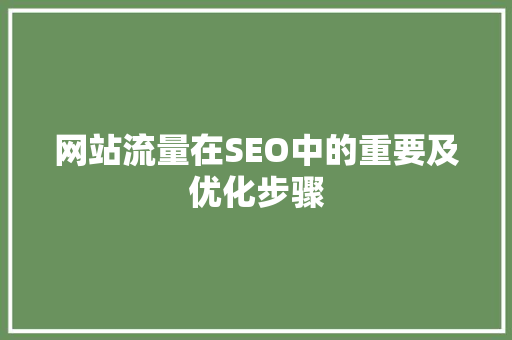 网站流量在SEO中的重要及优化步骤