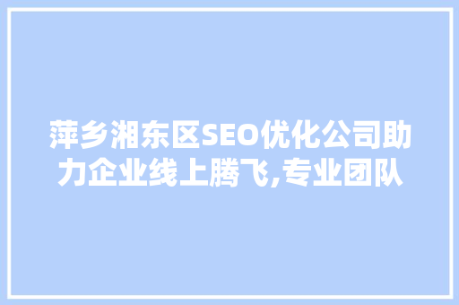 萍乡湘东区SEO优化公司助力企业线上腾飞,专业团队打造高效网络营销步骤