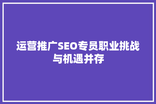 运营推广SEO专员职业挑战与机遇并存