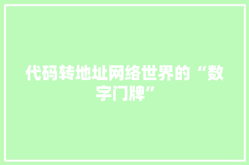 代码转地址网络世界的“数字门牌”