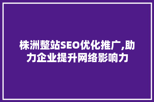 株洲整站SEO优化推广,助力企业提升网络影响力