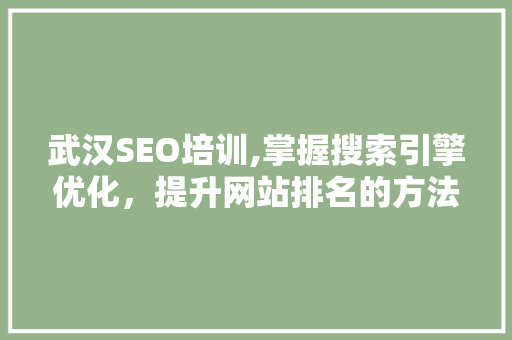 武汉SEO培训,掌握搜索引擎优化，提升网站排名的方法