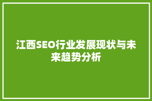 江西SEO行业发展现状与未来趋势分析