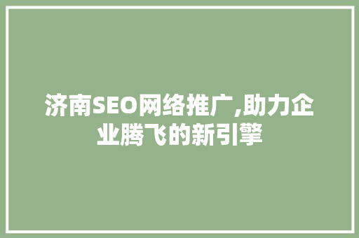 济南SEO网络推广,助力企业腾飞的新引擎