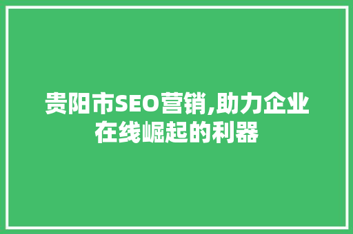 贵阳市SEO营销,助力企业在线崛起的利器