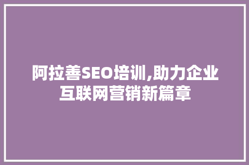 阿拉善SEO培训,助力企业互联网营销新篇章