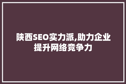 陕西SEO实力派,助力企业提升网络竞争力