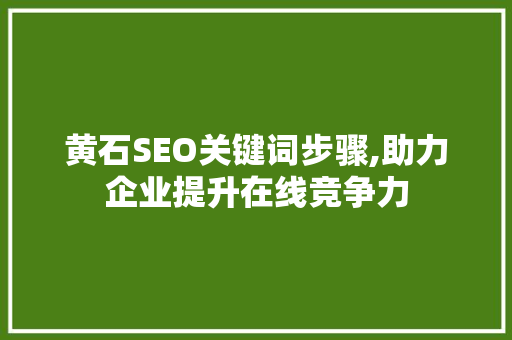 黄石SEO关键词步骤,助力企业提升在线竞争力