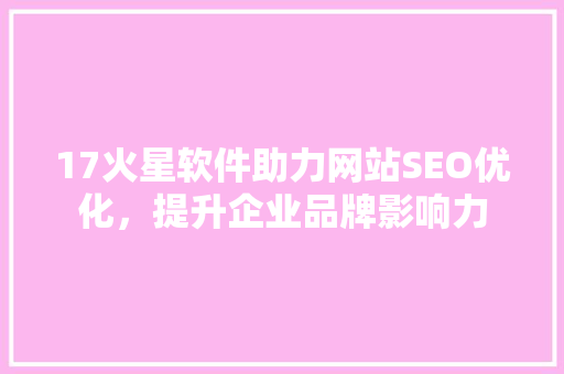 17火星软件助力网站SEO优化，提升企业品牌影响力